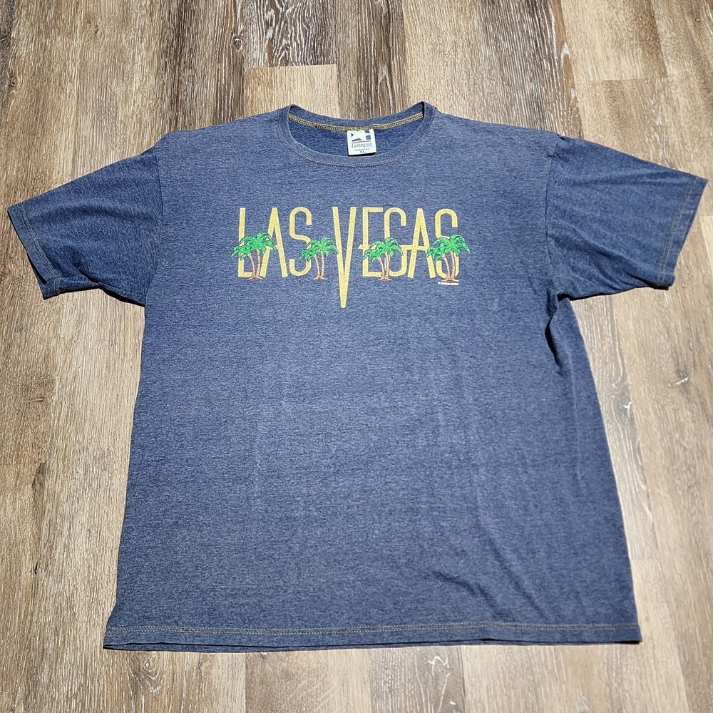 Vintage Lexington 90s Blue Palm Trees Las Vegas‎ Western Supply Size XL T-Shirt